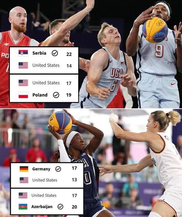 Женская и мужская сборные США 3х3 проиграли четыре из четырех матчей на ОИ-2024